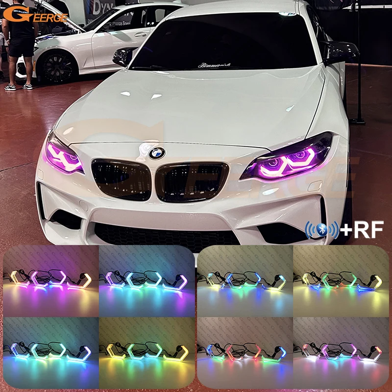 For Bmw 2 Series F22 F23 F87 M2 Ultra Bright Concept M4 Iconic Style Dynamic Revolving Multi Color RGB LED Angel Eyes Halo Rings