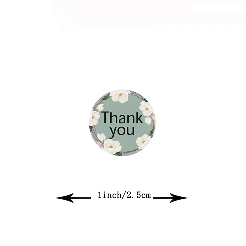 100-500PCS seals stickers Thank You Stickers for Business New Small Merci Roll Sticker Packaging Sticker Flower Rolling Label