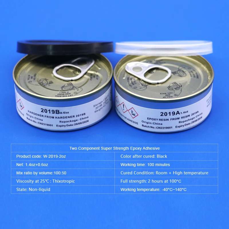 Black 2019 High Lap Shear Adhesive Bonding CFRP Composite Thermoplastics Up to 140°C High Toughness Resilience 2OZ Epoxy AB Glue