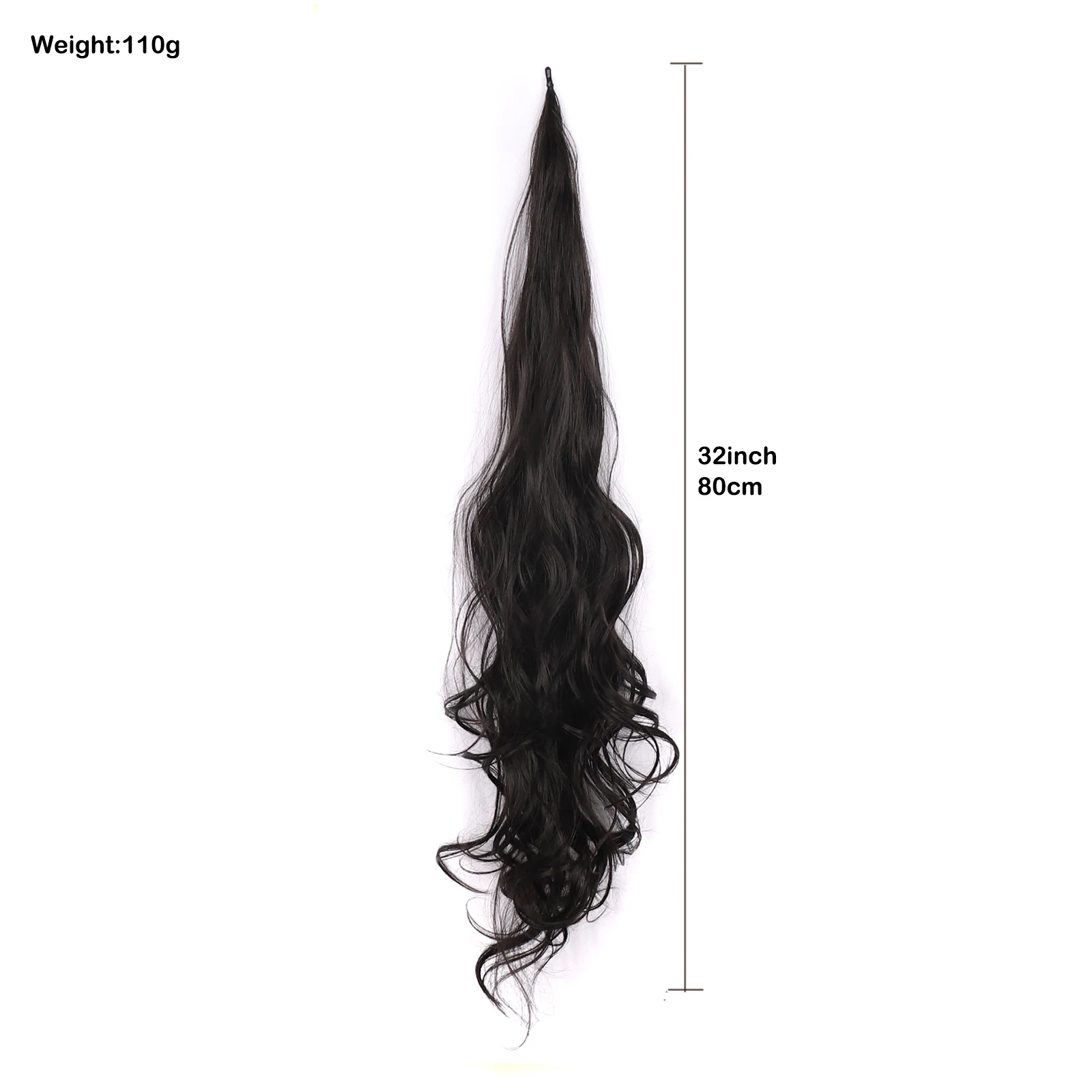32 Inch Bendable Metal Stick Water Wave Ponytail Synthetic Wrap Around Long Wavy Ponytail Hair Extension Fast Install