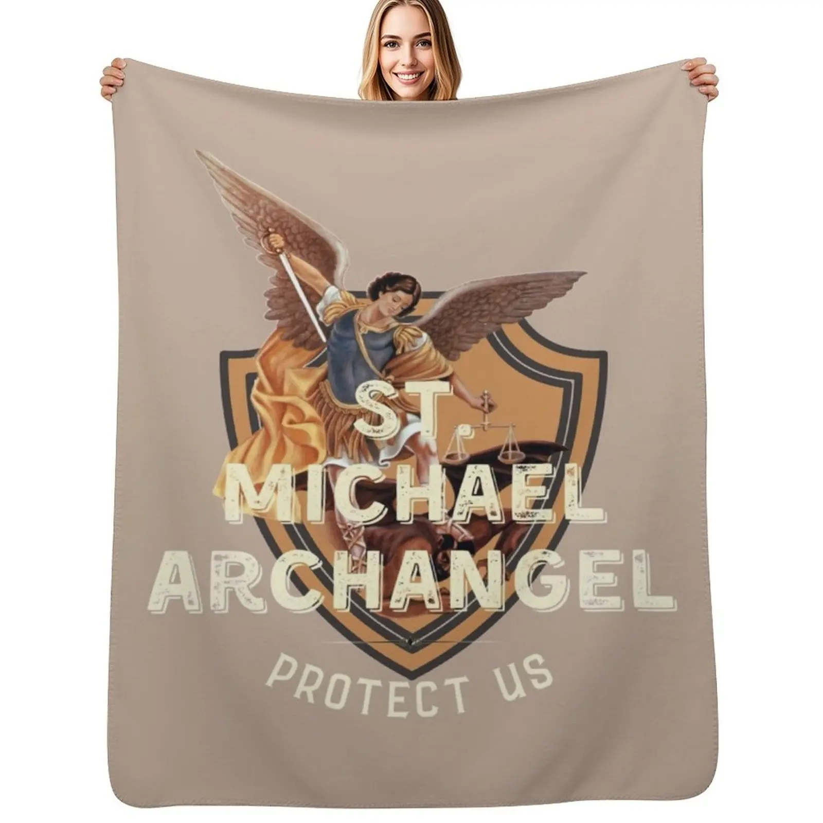 Saint Michael, St Michael Archangel Throw Blanket Multi-Purpose warm for winter Flannel Soft Beds Polar Blankets