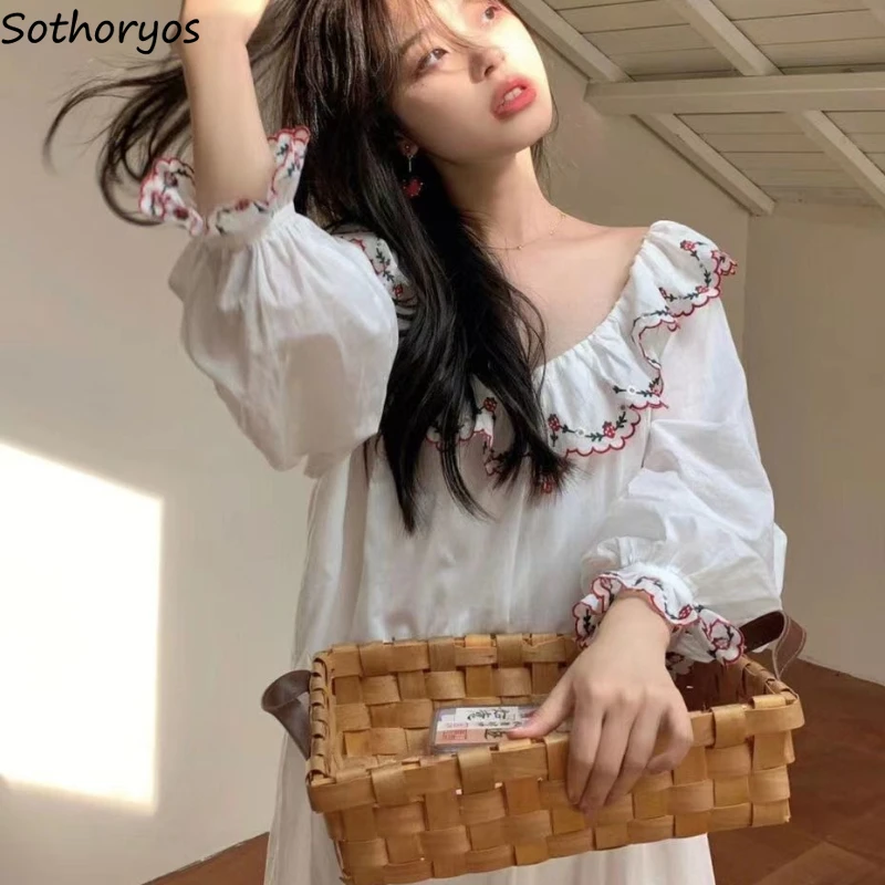 

Женские рубашки для сна с вышивкой клубники, Милая женская модная одежда для отдыха, Мягкая Повседневная Милая одежда для сна в Корейском стиле