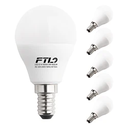 6-Pack E14 LED Light Bulbs Dimmable Warm White/Daylight White 3000K/5000K 5W P45 Small Edison Screw Ball Bulb CRI85 450LM