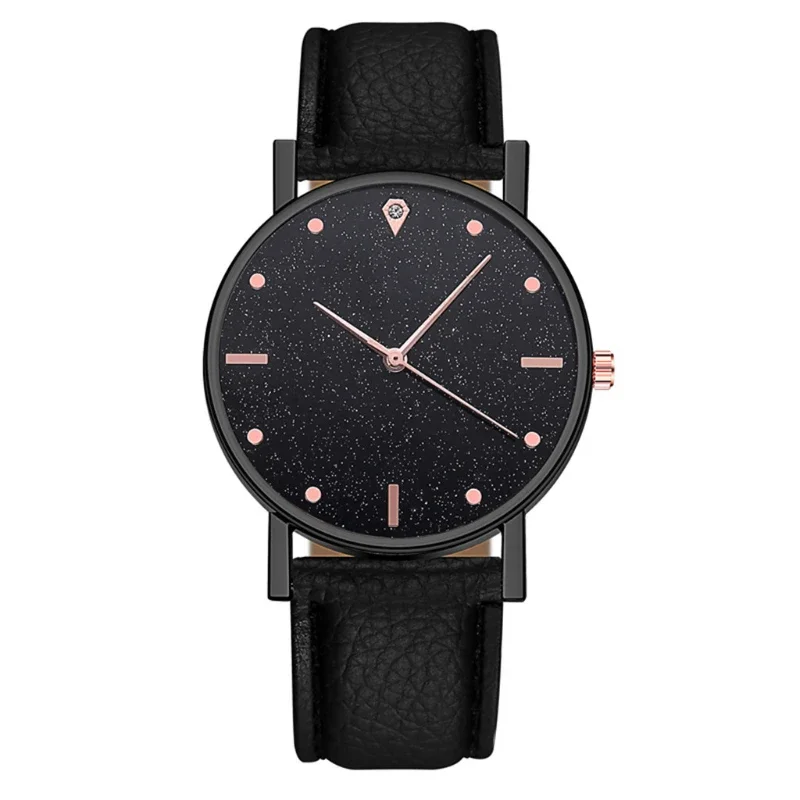 Nova pulseira de couro simples relógios femininos preto analógico quartzo relógio de pulso moda luxo senhoras ouro rosa relógio montre