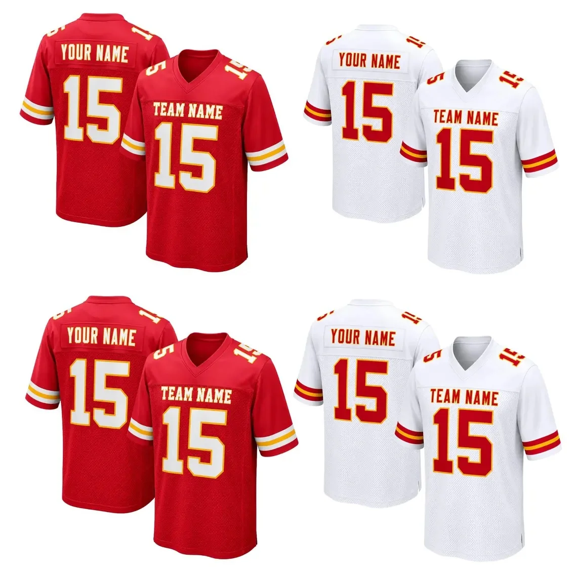 Kansas City Football Jersey, Hybrid Mesh V-Neck Shirt, Custom Name Number Gift, Short Sleeve Summer Unisex T-shirt