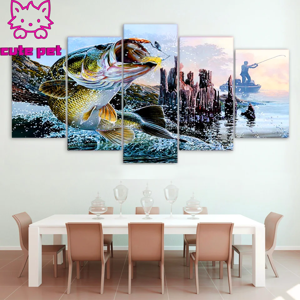 

DIY Diamond Painting Huge Fish For Handicrafts Picture Rhinestones Gift 5D Cross Stitch Diamond Embroidery sale Art gift 5PCS