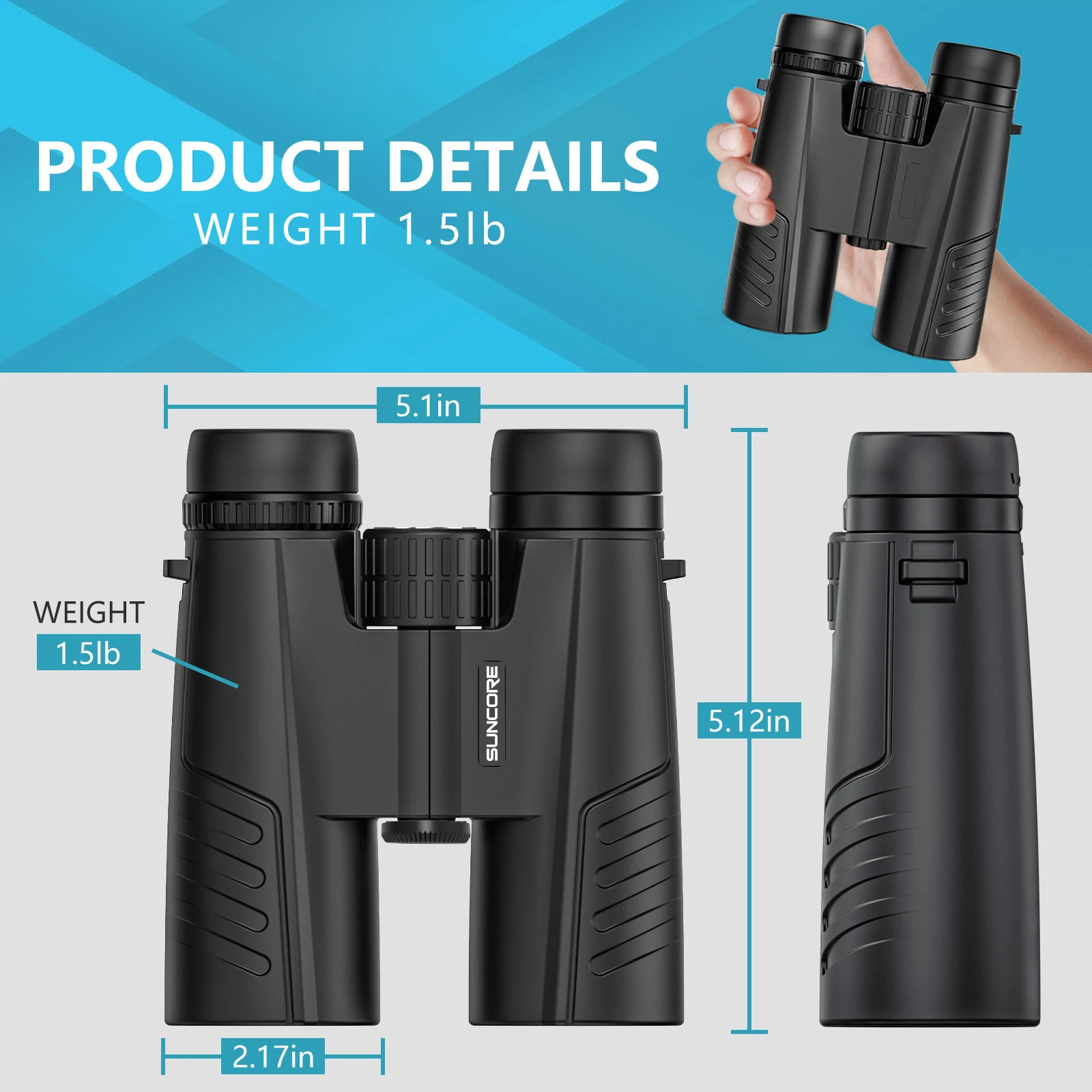 12x42 HD Binoculars for Adults High Powered with Upgraded Phone Adapter | Large View, Clear Low Light Vision, Lightweight & Wate