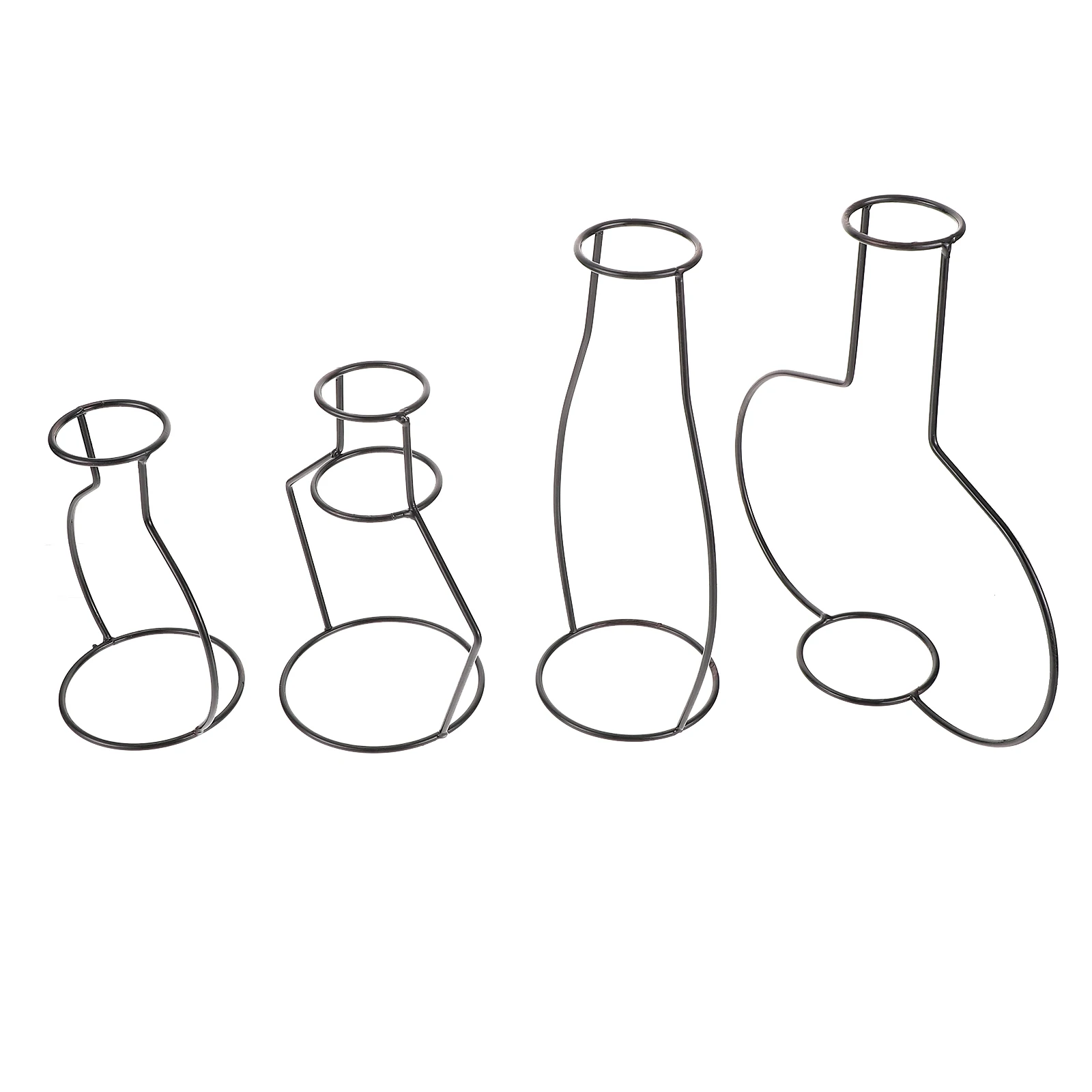 

4pcs Iron Vase Stand for Home Decoration Transparent Design Flower Inserting Hydroponic Plants Desktop Decor Metal Frame Gift