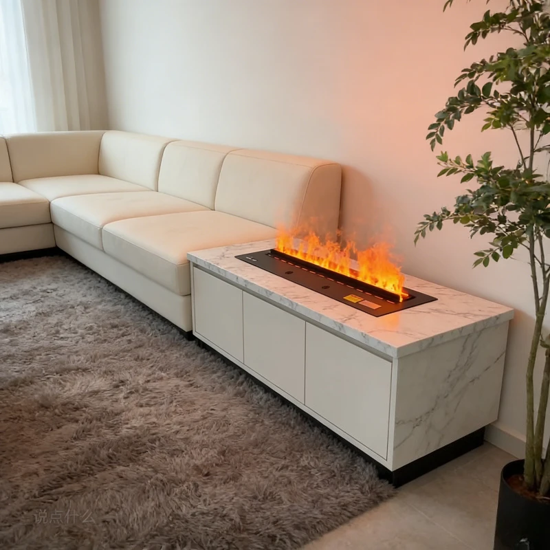 초현실적인 수증기 벽난로, 독립형, 배기구 필요 없음, 저소음, 무드등 스타일 가습 TV 스탠드 벽난로