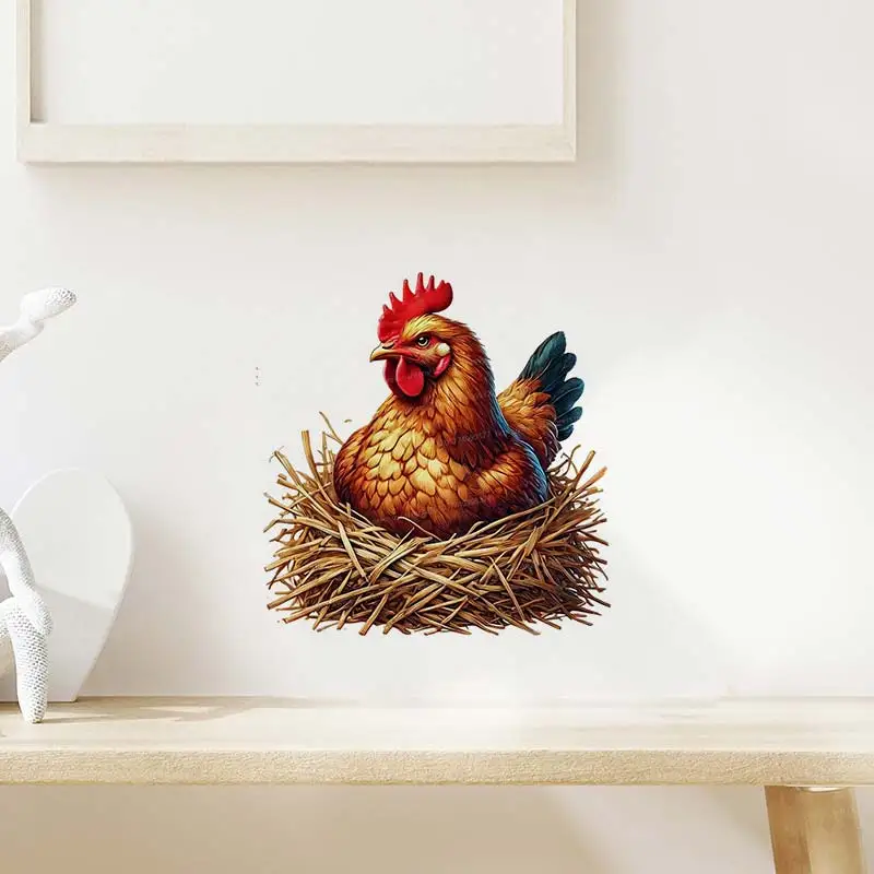 Rustic Farm Rooster Hen Wall Sticker Cabinet Refrigerator Home Decor Creative Animals Self Adhesive Stickers M1078