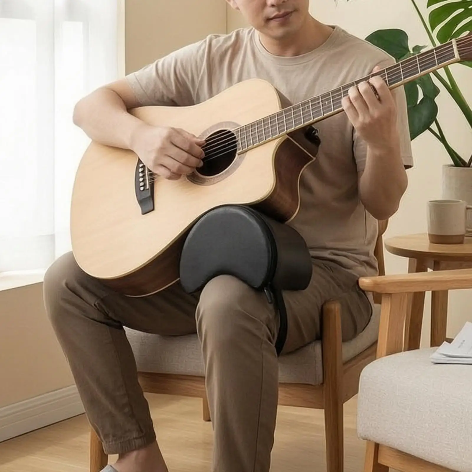 Classical Guitar Posture Corrector Inflatable Support Cushion with Strap Portable Ergonomic Knee Rest for Comfortable Seated