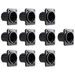 XLR Male Plug Straight Terminal Panel Mounted Connector 10 Pieces