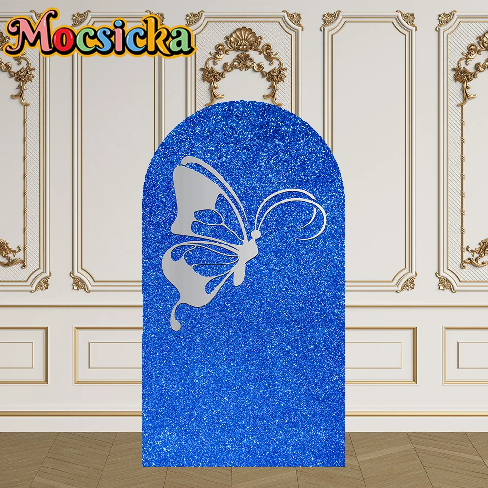 Mocsicka 양면 아치 커버 공주 소녀 나비 15 번째 장식 배경 베이비 샤워 아치 벽 어린이 생일 파티 소품