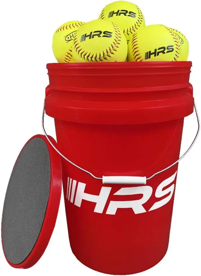 Bucket of Softballs | Practice Softballs in 6 Gallon Padded Bucket Cushioned Lid Top for Seat | Regulation Size Balls