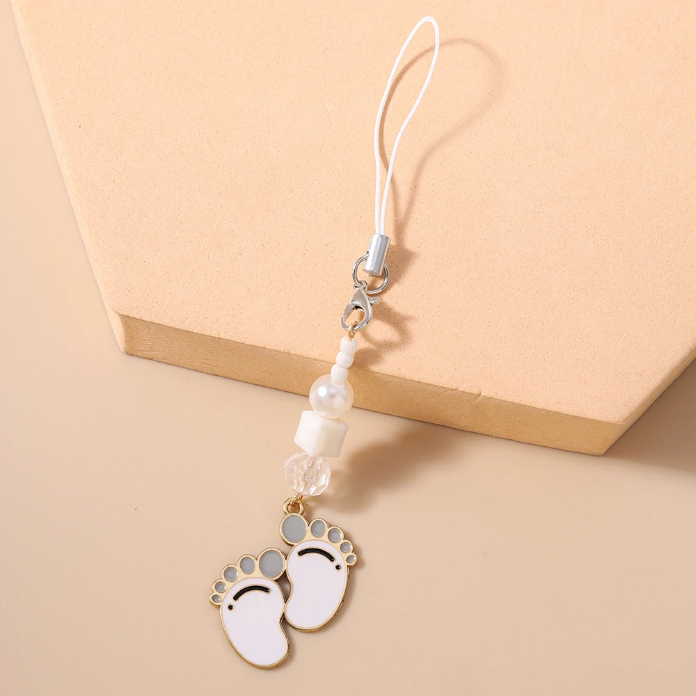Aihua Niedlicher Baby-Fußabdruck Handy-Lanyard Schlüsselanhänger Handgefertigte Telefonkette Hängender Telefonriemen Schmuck Geschenke Accessoires – Detail 4