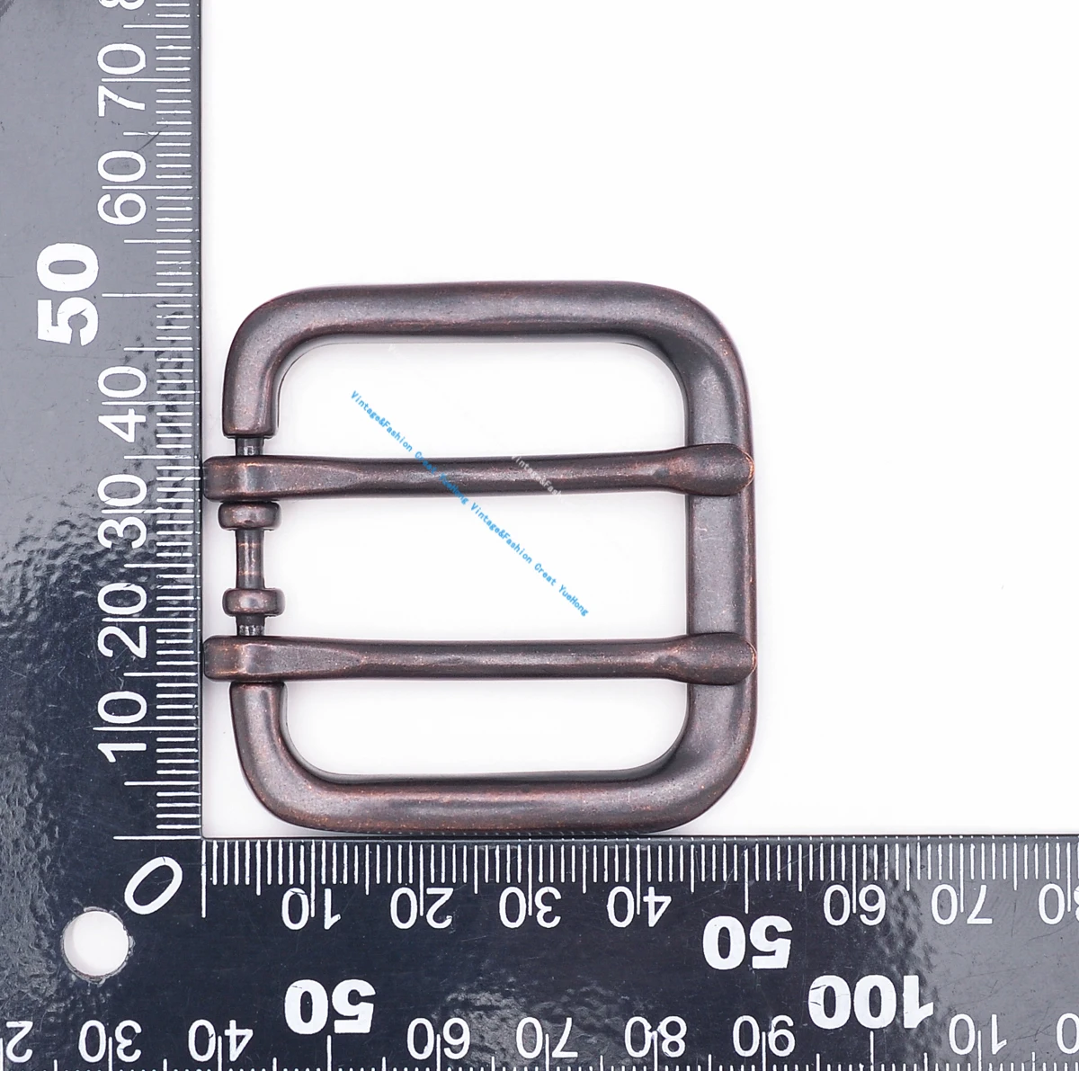 Men Sturdy Antique Copper Black Wide Prong Double Pin Leather Metal Belt Buckle For Jeans Apparel
