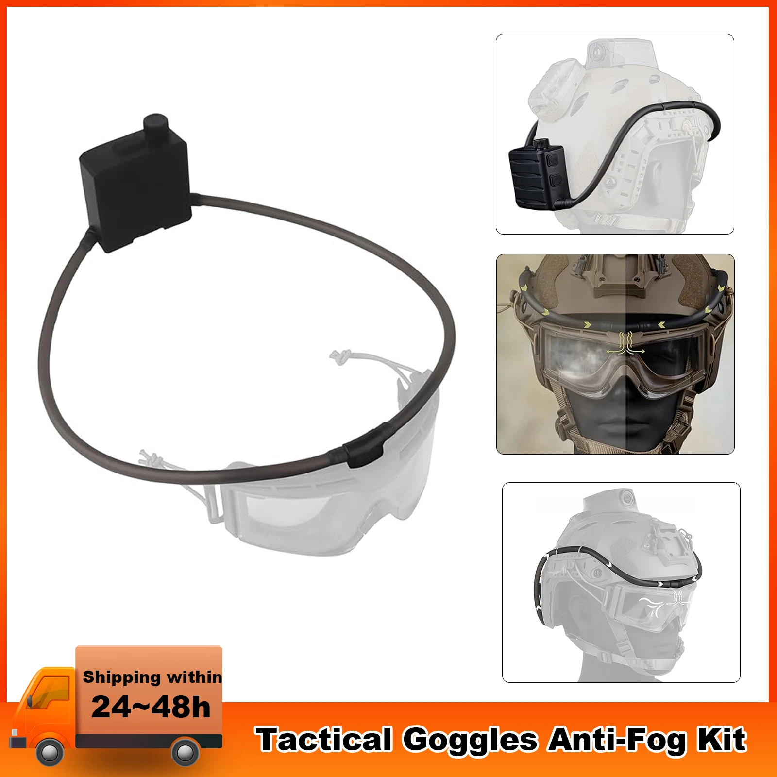 2025 NEW-Tactical Goggles Defogger Outdoor Hunting Shooting Goggles AntiFog Unit Adjustable Wind Speed Defogging Fan Kit