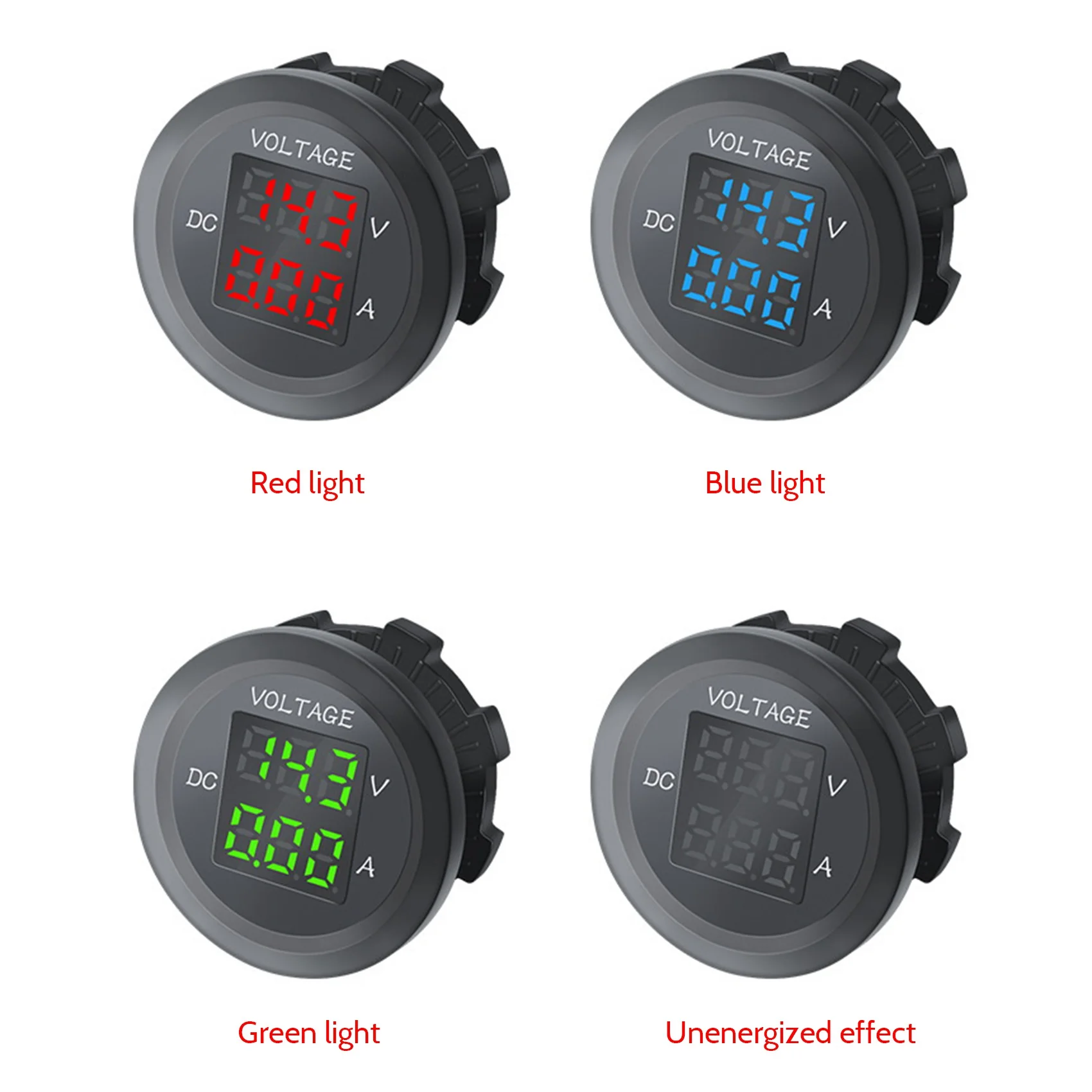 A01K-Car LED Digital Voltmeter DC 12V/24V LED Dual Voltmeter Ammeter Voltage Gauge For Car Boat Universal Waterproof