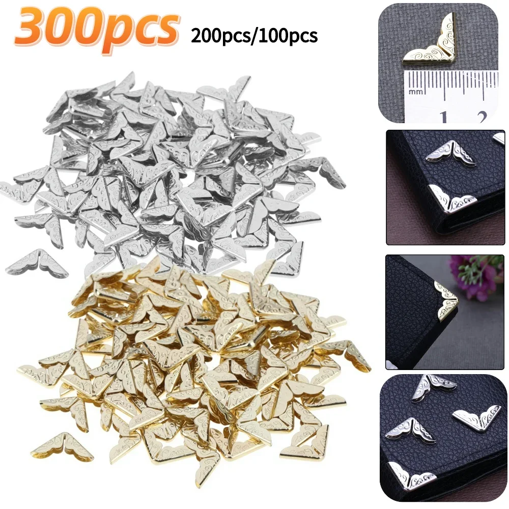 300-100pcs Tone Scrapbooking Albums Corner Protectors Card File Menu Metal Book for Scrapbooks Menus Folders Corner Protectors