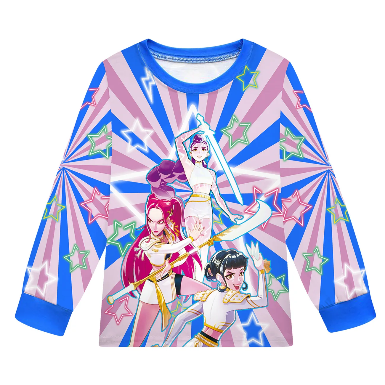 KPop Demon Hunters 2 Buah Atasan dengan Celana Pakaian Tidur Kasual untuk Bayi Perempuan & Remaja Laki-laki Set Piyama Anak Kartun Lengan Panjang Piyama 158