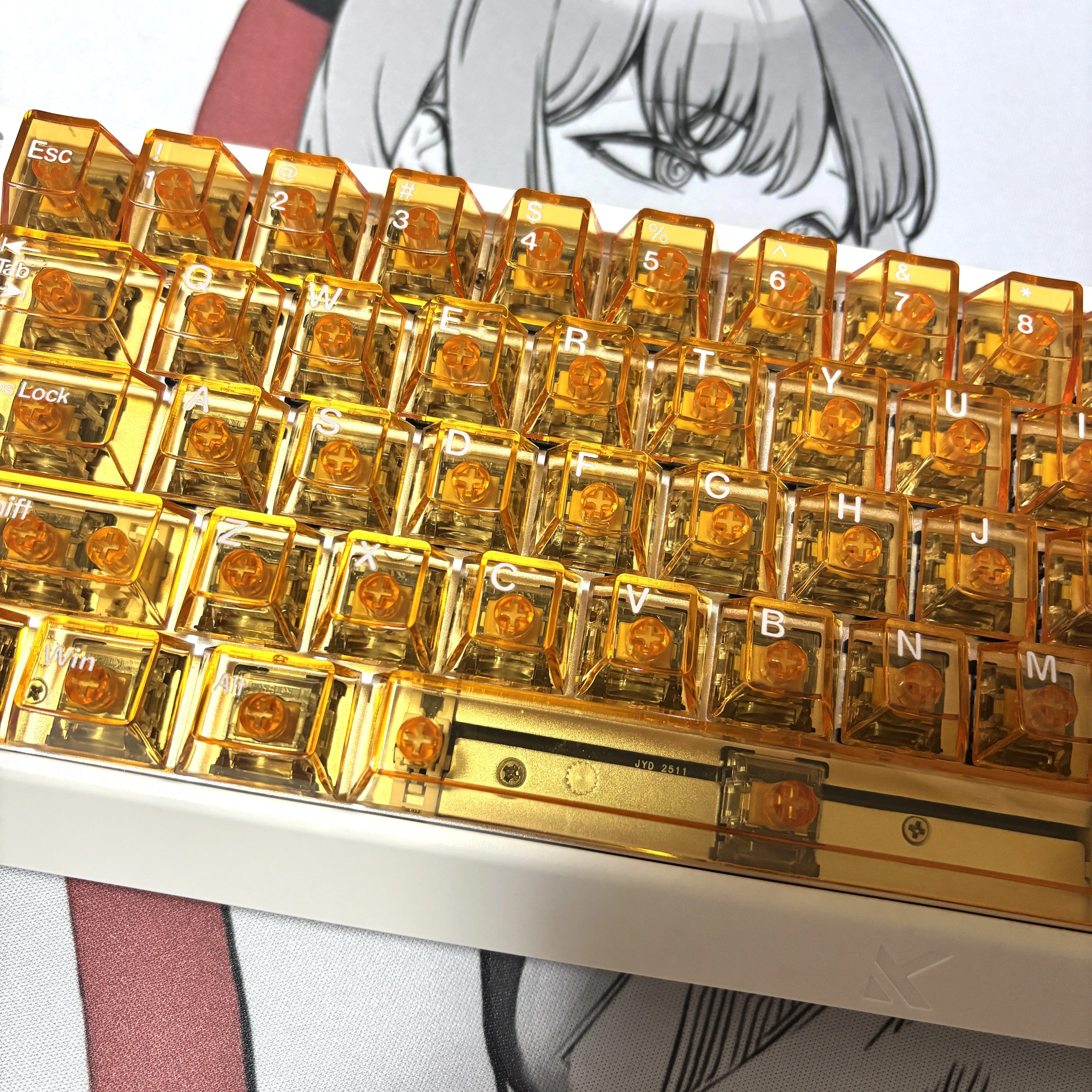 

PC transparent original keycap blue pink yellow adaptation from ace68ace68wooting bee