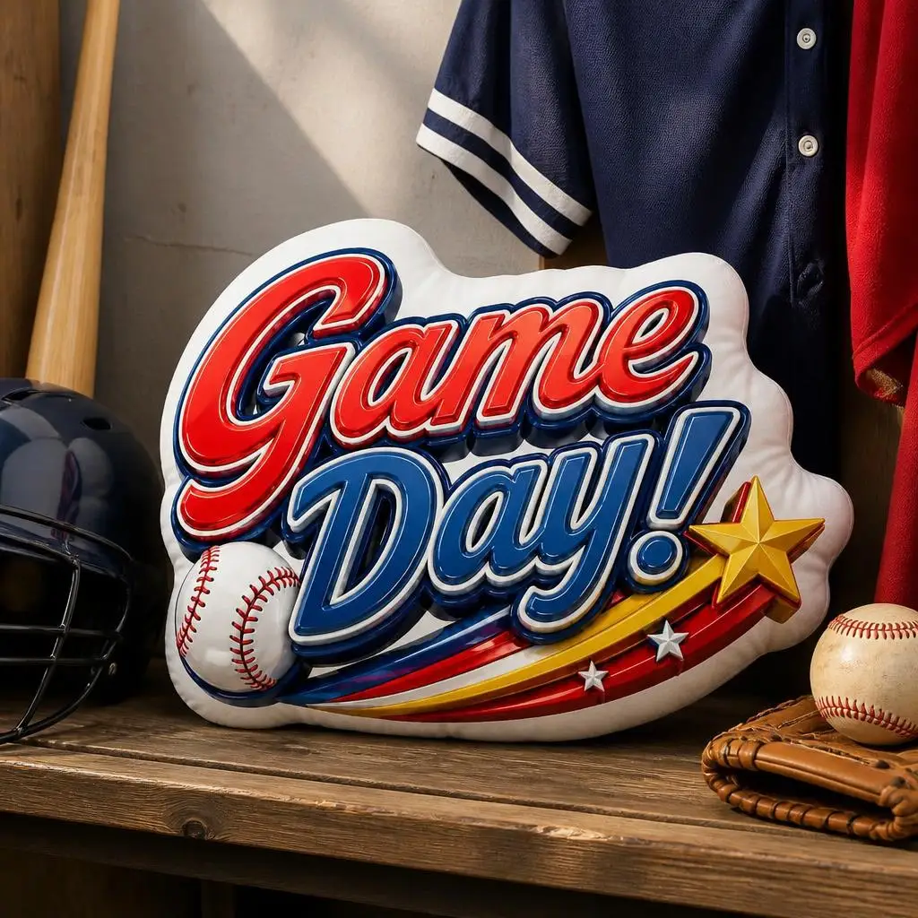 Game Day Baseball Stars Sports Emblem Plush Pillow Cushion Irregular Stuffed Throw Pillow Home Decor Gift Sofa Bed