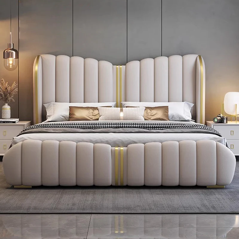 

Luxury Double Massage Bed Loft Wooden Modern Sofa Headboards Design European Bed Princess Sleeping Muebles Unique Furniture