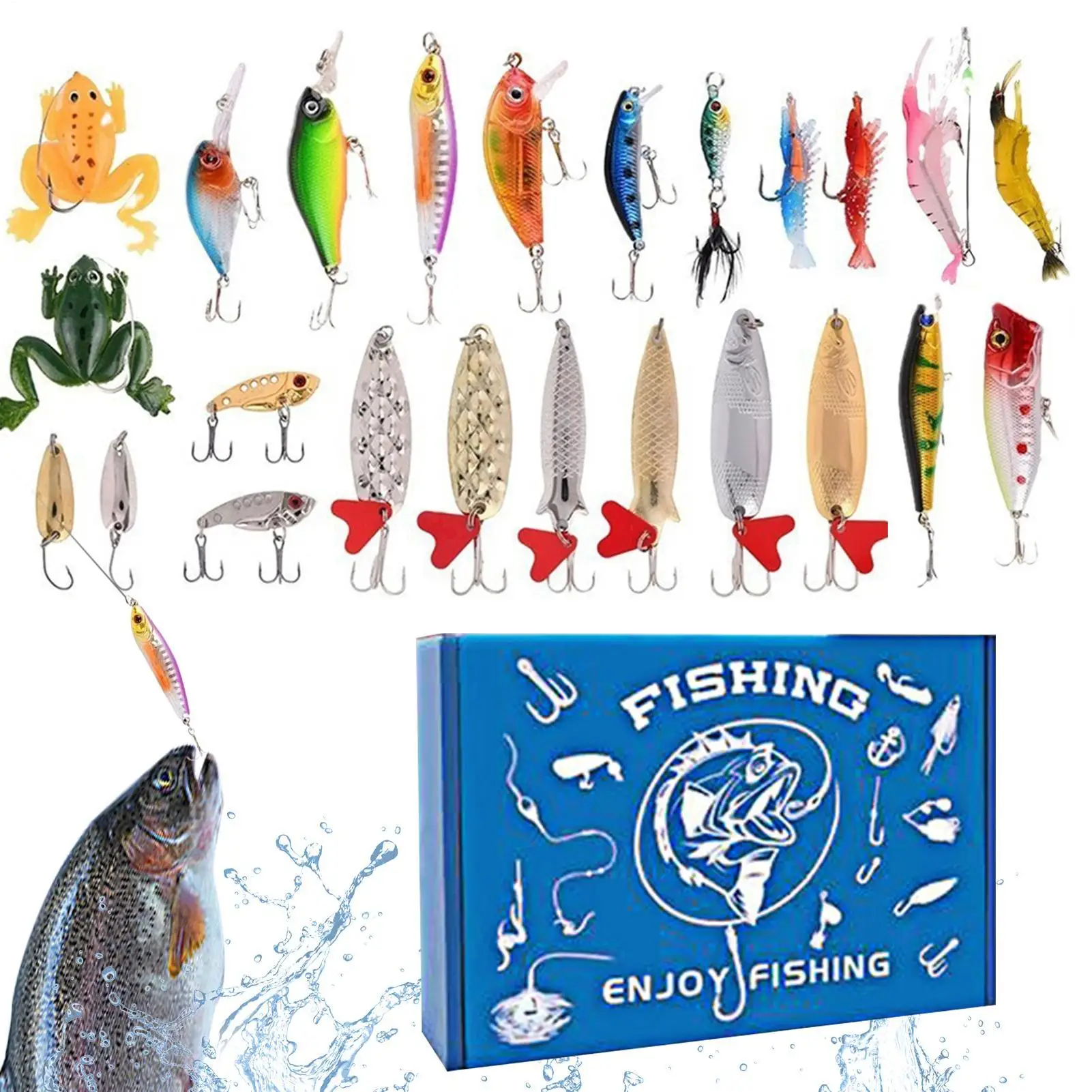 

Christmas Fishing Countdown Calendar Fishing Lure Kit For Men Holiday Favors For Husband Dad Beginners Professionals 24-Day