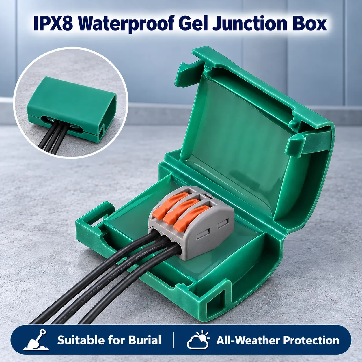 Mini Waterproof Box Gel Box Waterproof Green Connector for Wiring Terminal Insulation Sealing (Disposable)