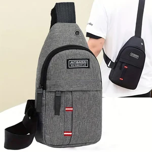 Neutral Style Men's Functional Chest Bag, Suitable for Business Trips. Simple Design, Made of Nylon Material, with a Crossbody Strap