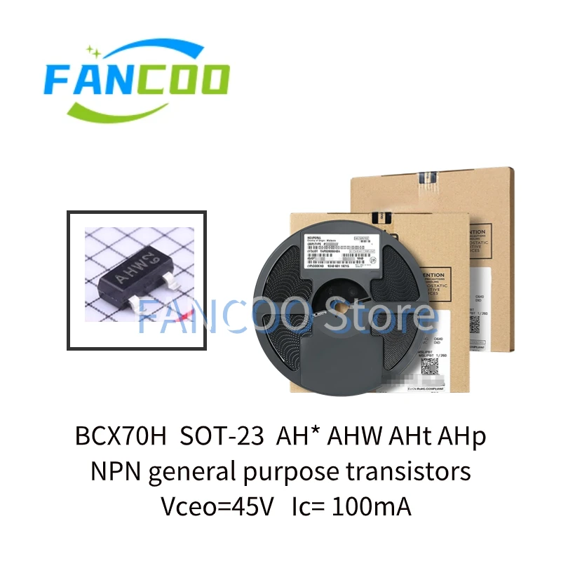 100pcs BCX70 sot-23 BCX70G marking AGW AG* AGt AG BCX70H marking AHW AH* AH BCX70J marking AJW AJ* AJ BCX70K marking AKW AK* AK