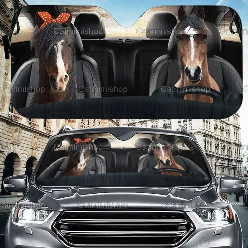 Horse Farm Auto Sun Shade, Horse Car Decoration, Car Accessory, Gift For Couple Lovers,STYLE FOR CAR