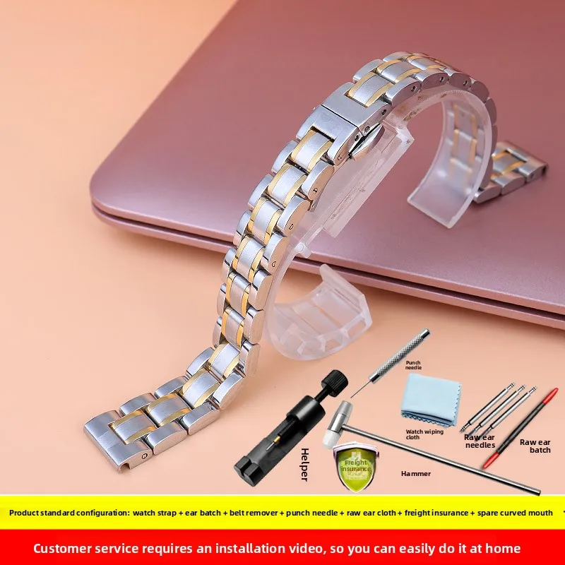 14 15 16 17 18 ミリメートル女性ステンレス鋼時計ストラップレディース時計バンドローズゴールドメタルベルトアクセサリーカシオ化石スワロフスキー