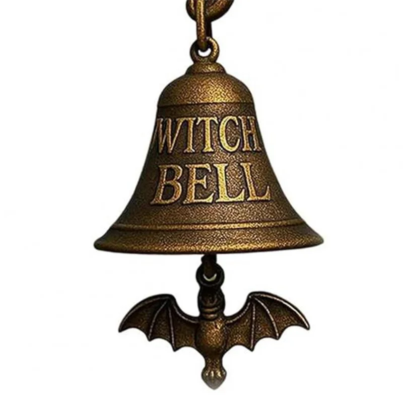 VOFUN-Welcome Doorbell Halloween Witch Bell Vintage Metal Home مدخل الباب جدار جبل مخيف ديكور جرس صاحب المتجر