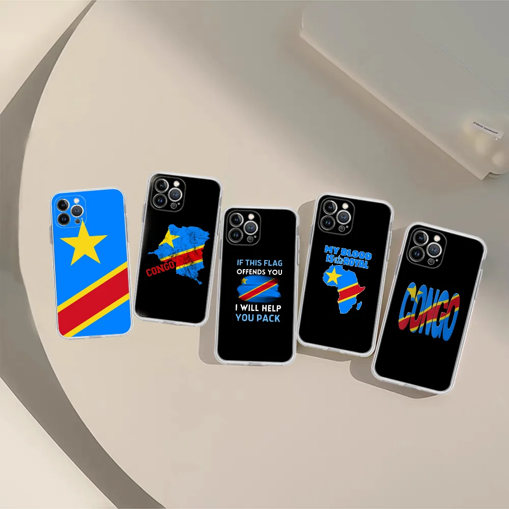 Democratic Republic Of The Congo Flag Phone Case Silicone Soft for iphone 15 14 13 12 11 Pro Mini XS MAX 8 7 6 Plus X XS XR