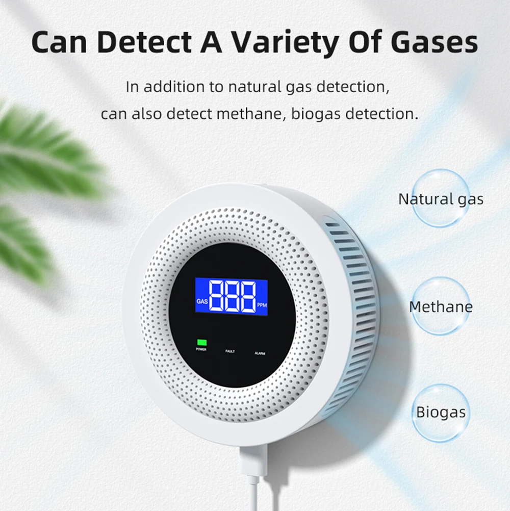 TAIBOAN-Sensor inalámbrico de fugas de Gas Natural, Detector de fugas de Gas Combustible con WiFi, alarma de seguridad para el hogar y la cocina,