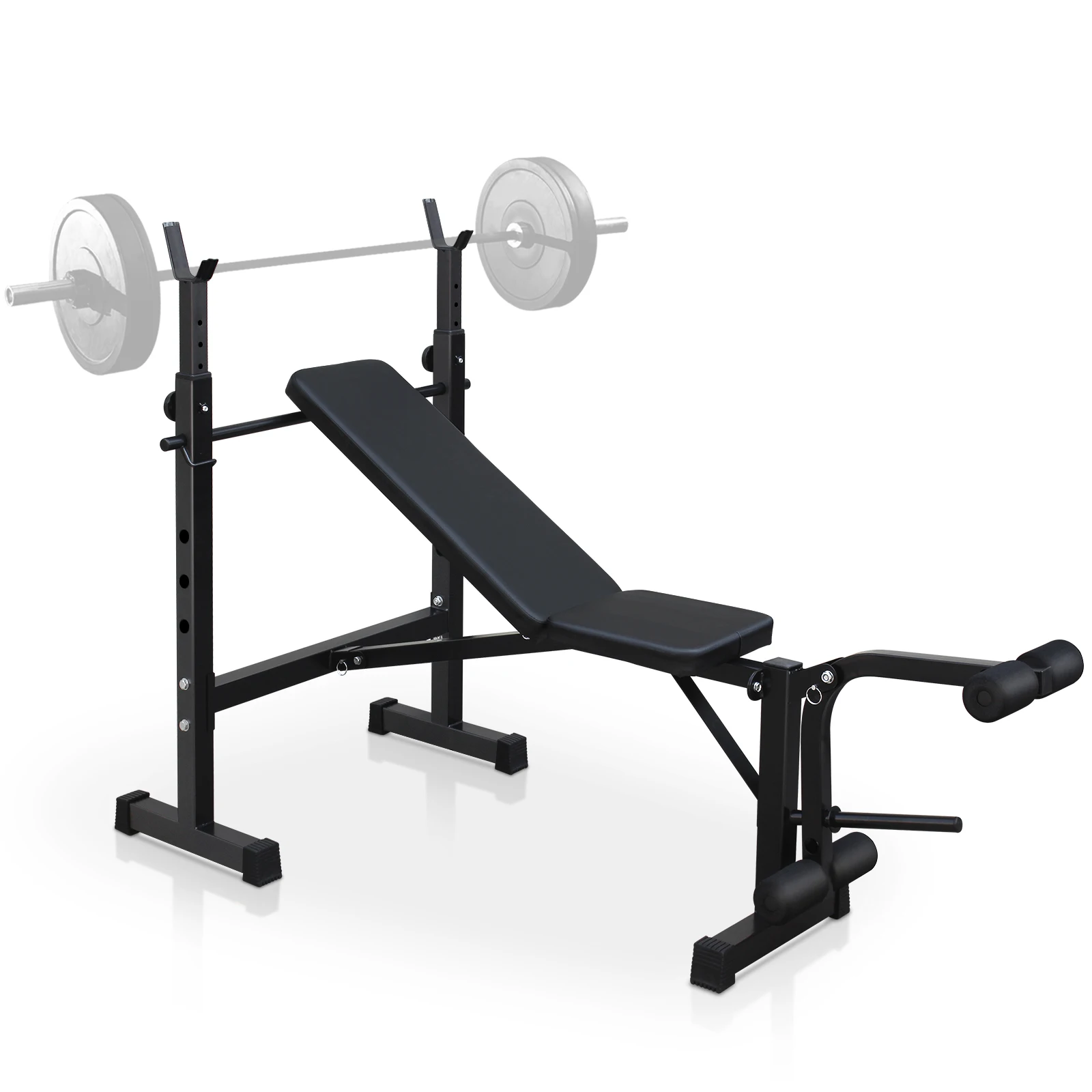 Set da panca per pesi olimpico con squat rack e panca per allenamento completo del corpo in palestra di casa