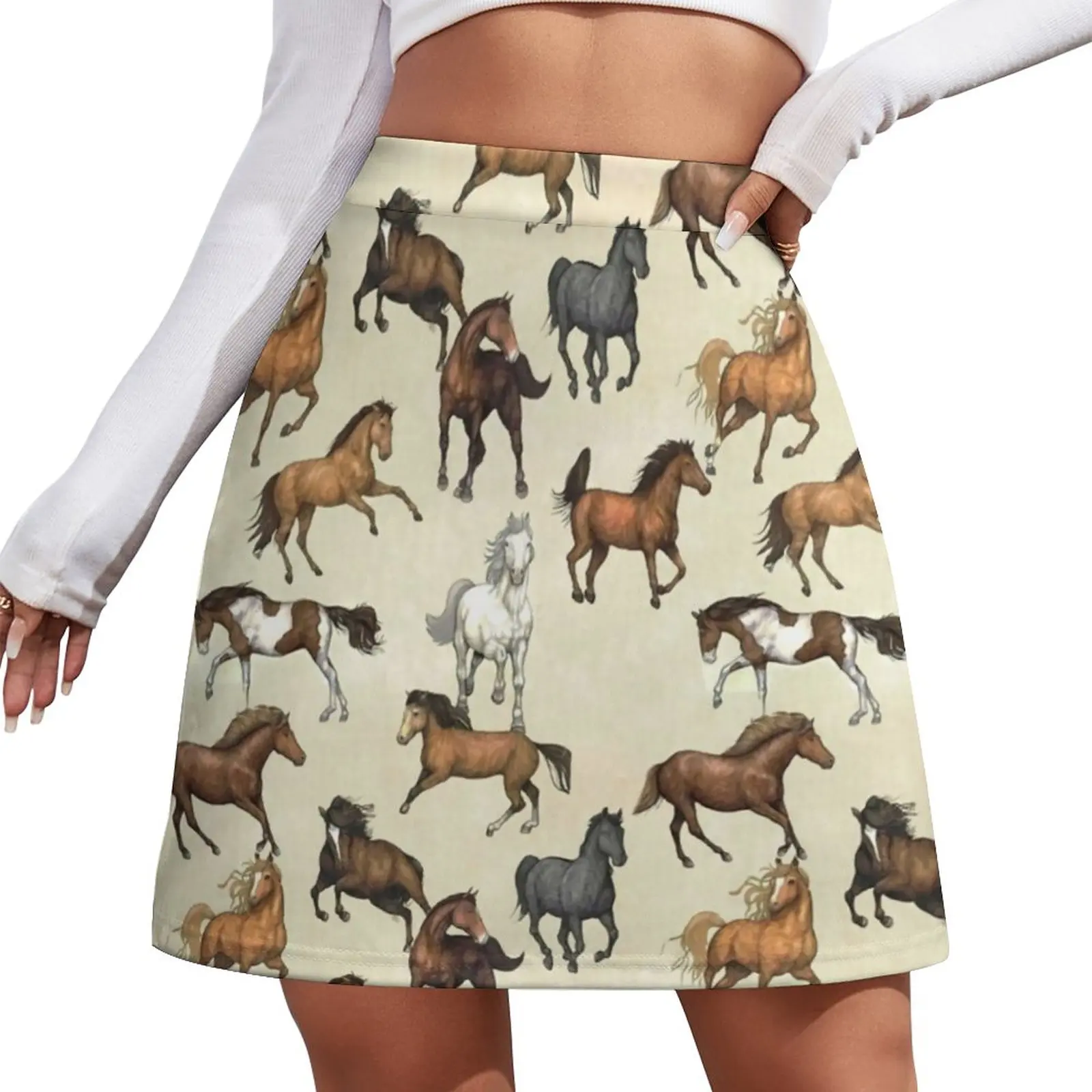 

Sunset Horse Skirt Ladies Cool Animal Print Elegant Mini Skirts High-waisted Trendy Korean Fashion Casual Skirt Big Size 3XL 4XL