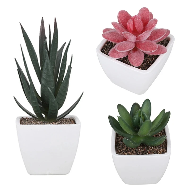 Mini Artificial Aloe Plants Bonsai Immortal Finger Gemstone Flower Pot Plants Fake Flowers Office Table Potted Ornaments Decor