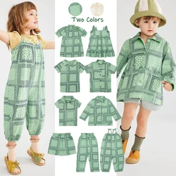 Summer Misha Puff Toddler Girl Plaid Dress Skirt Boy Cotton Short Sleeve T Shirt Overall Kid Tops Pants Children Fashion Clothes