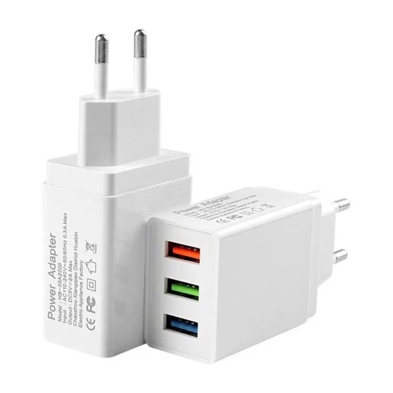 5v2a 3 Port USB Wall EU/AU/UK Plug Convertor Power Adapter Charger Compatible with Two Feet Charging Cube Brick Box Base Head