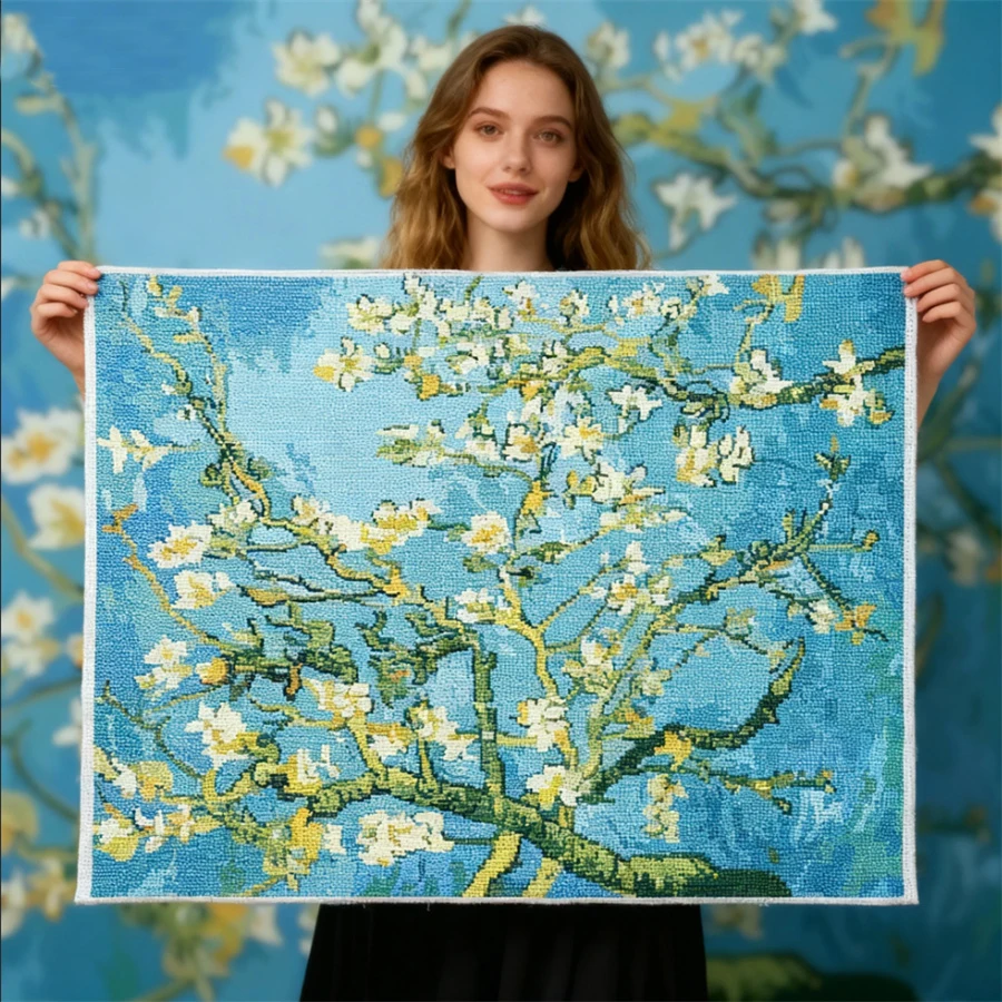 

2026 New style Printed Canvas Cotton Thread Embroidery DIY handmade Branches of an Almond Tree in Blossom Cross Stitch Kit Gift