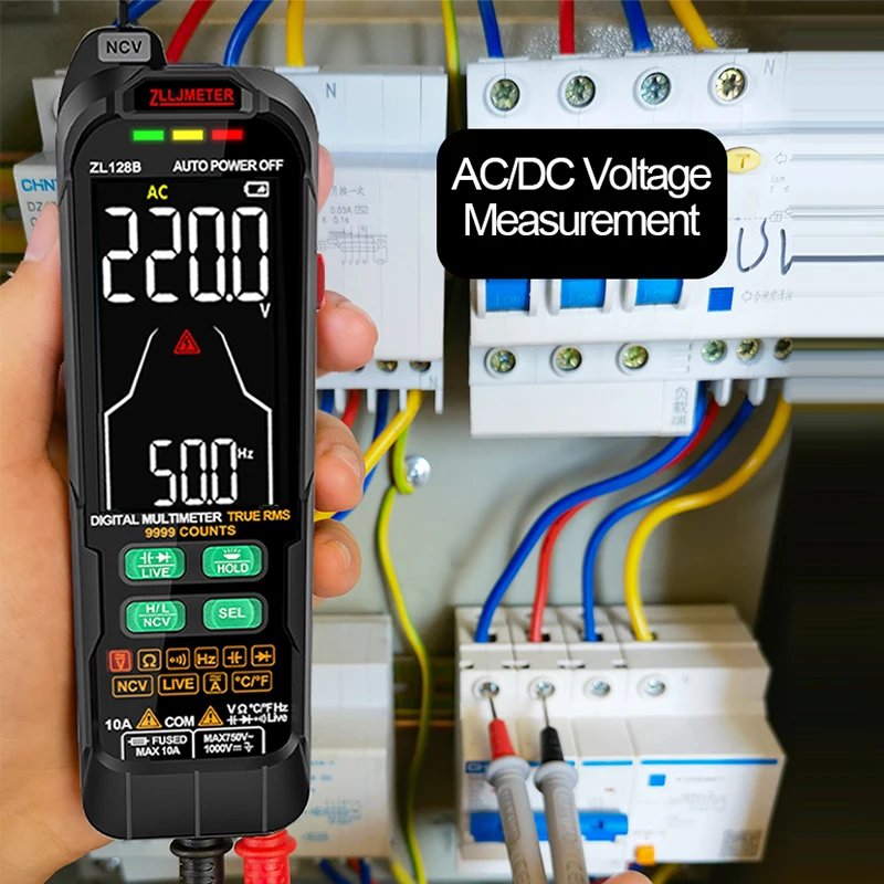 Imagem -04 - Alcance Automático Multímetro Digital Tester Carga Usb Corrente ac dc Caneta Detector de Tensão True Rms Capacitância Temp Inteligente Multímetro Tester