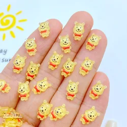 50Pcs New Cute Mini 6*10mm Resin Little Yellow Bear Free Shipping Flat back Ornament Jewelry Making Manicure Hairwear Accessorie