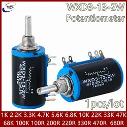 WXD3-13-2W-10K 권선 멀티 턴 전위차계 로터리 스위치, 100, 200, 220, 470/680 ohm, 1K, 2.2K, 4.7K, 5.6K, 6.8K, 47K, 68K, 100K