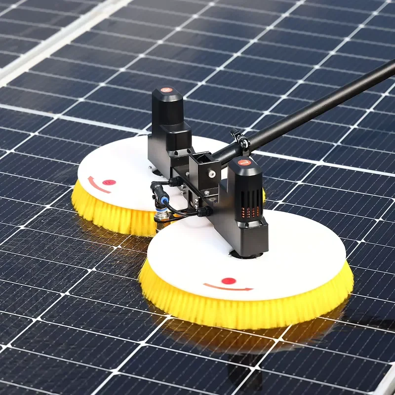 Solar Panel Cleaning Brush Kit with Brushless Motor Double Head Design for Efficient Dry and Wet Washing of Photovoltaic
