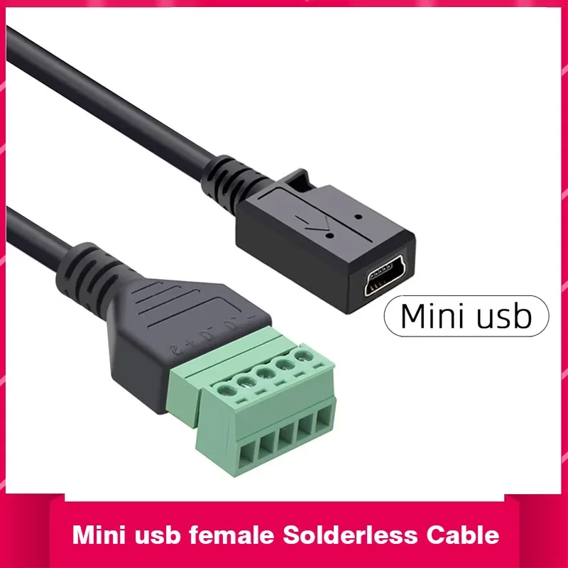 MINI USB 5P Female No-solder Wire Type DIY Plug Mini USB Male Elderly Machine Opera Machine T-port Data Charging Plug Convenient