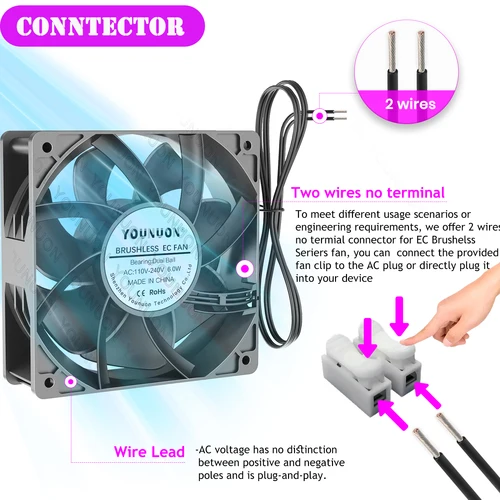 Imagen 2 del producto 1 Uds EC Brushlee ventilador 6025/8025/9225/12025/12038/12032 AC 110V 115V 120V 220V 240V ventilador enfriador de refrigeración