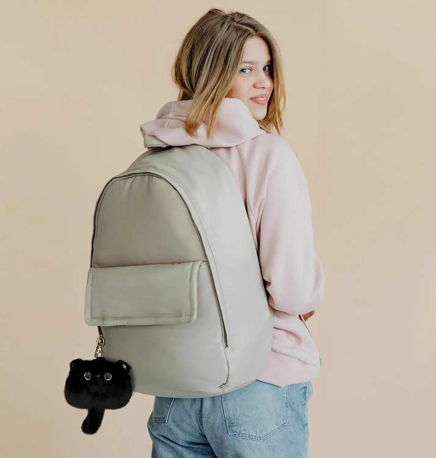 かわいい猫のぬいぐるみコインケースキーホルダー、レディース向け、かわいい動物の車のキーホルダー飾り、誕生日プレゼント