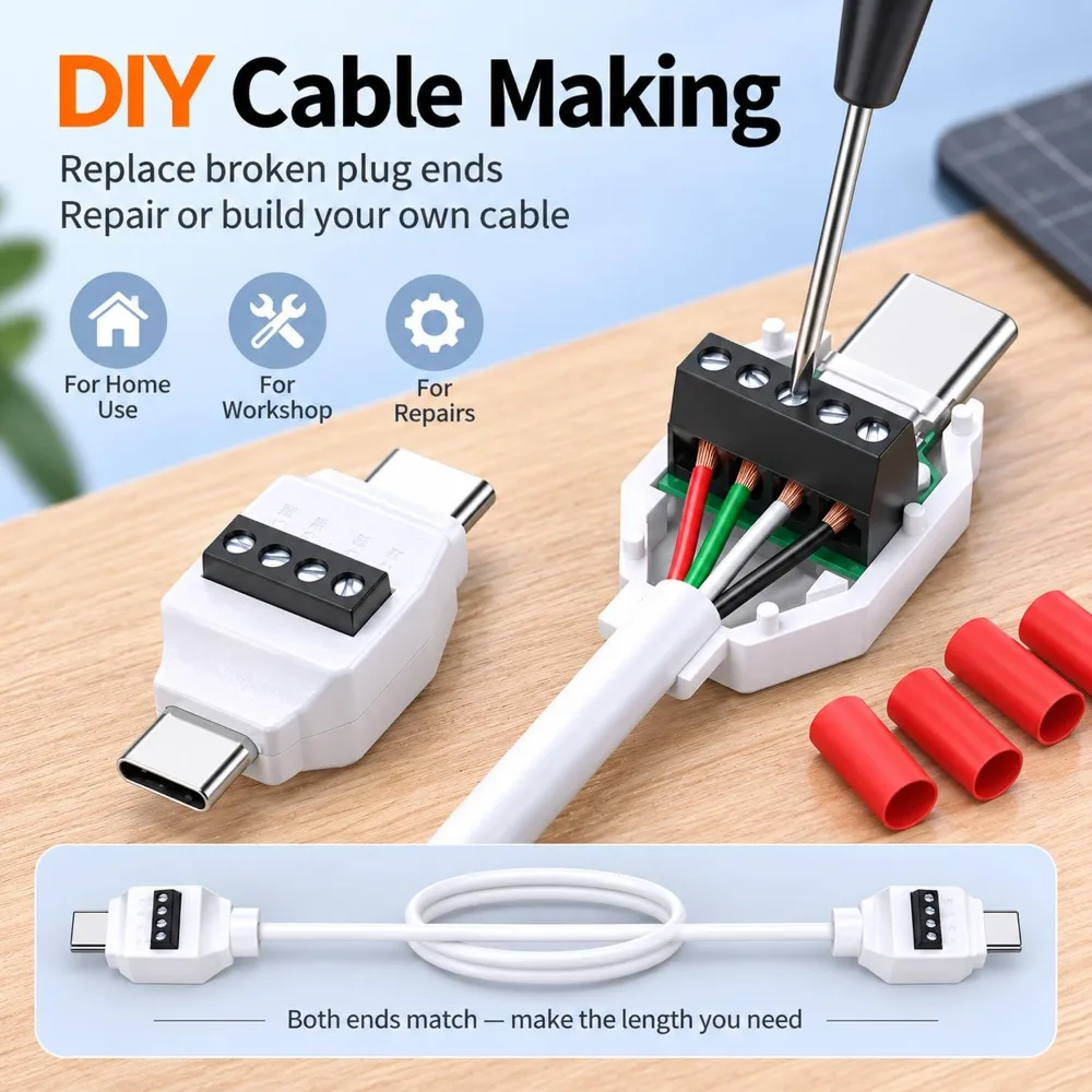 Type C Solderless Small Plug USB C Data Cable Connector USB Soldering Free Connector for Mobile Phone Fast Charging Cable Repair